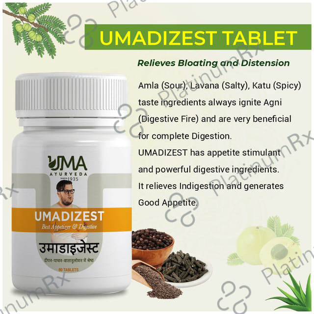 Uma Ayurveda Umadizest Best Appetizer & Digestive Tablet 60 tablets