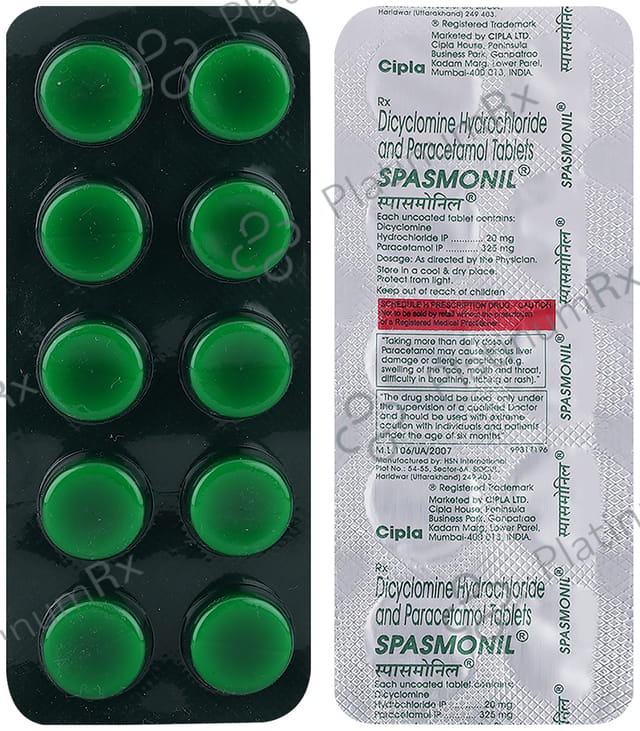 Spasmonil 20/325mg Tablet 10s