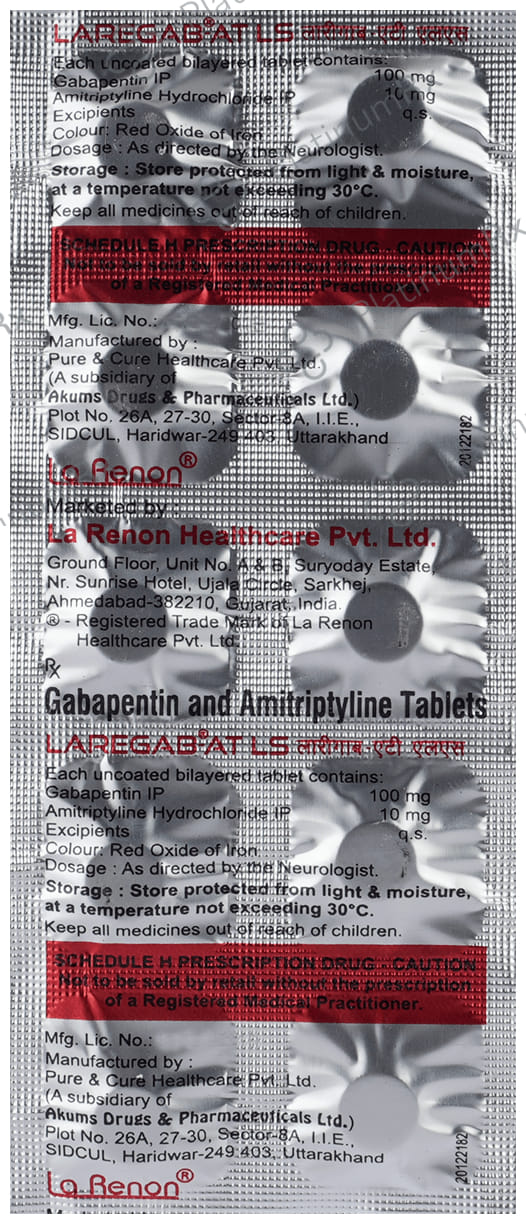 Laregab AT LS 100/10mg Tablet 10s