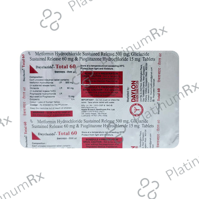 Dayclazide Total 60mg/15mg/500mg Tablet SR