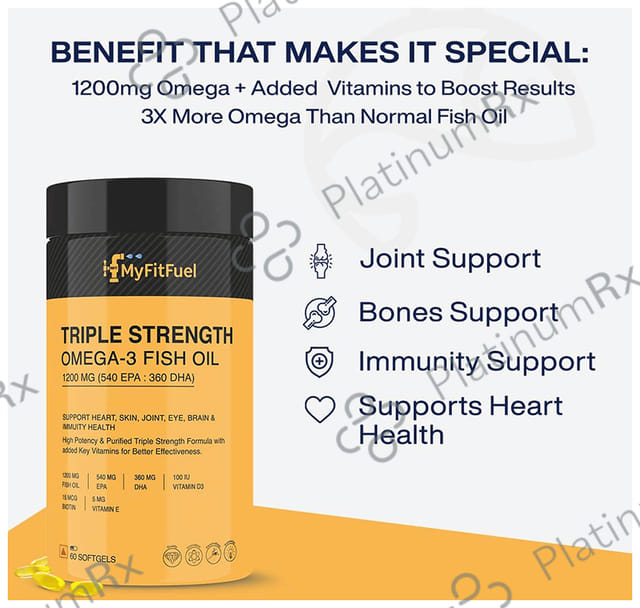 MyFitFuel Triple Strength Omega 3 Fish Oil 1200mg Soft Gelatin Capsule 30 capsules