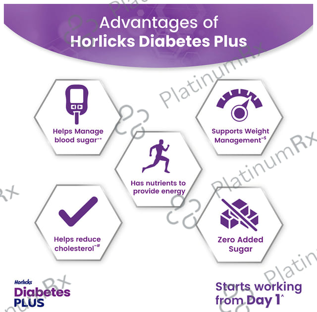 Horlicks Diabetes Plus for Blood Sugar & Weight Management - No Added Sugar - Flavour Vanilla