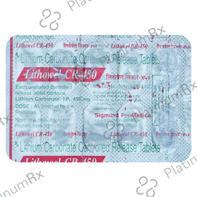 Lithowel 450mg Tablet CR 10s