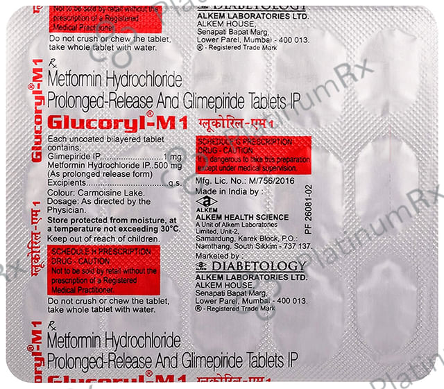 Glucoryl M 1/500mg Tablet PR 15s