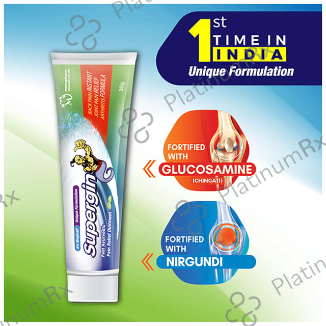 Medopharm Wellness Supergin Ointment for Muscle Aches, Joint Discomfort, Arthritis, Sprains, and Strains (30gm Each)