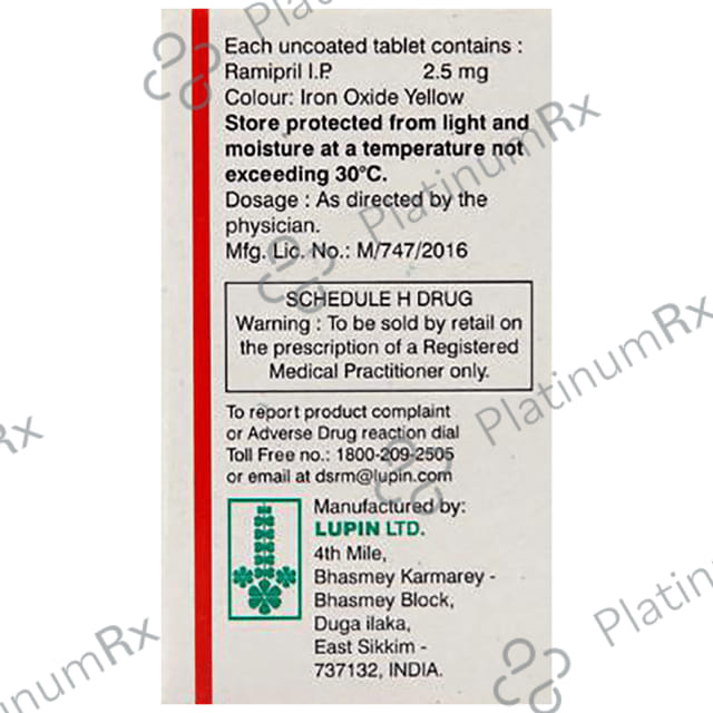 Ramistar 2.5mg Tablet 15s