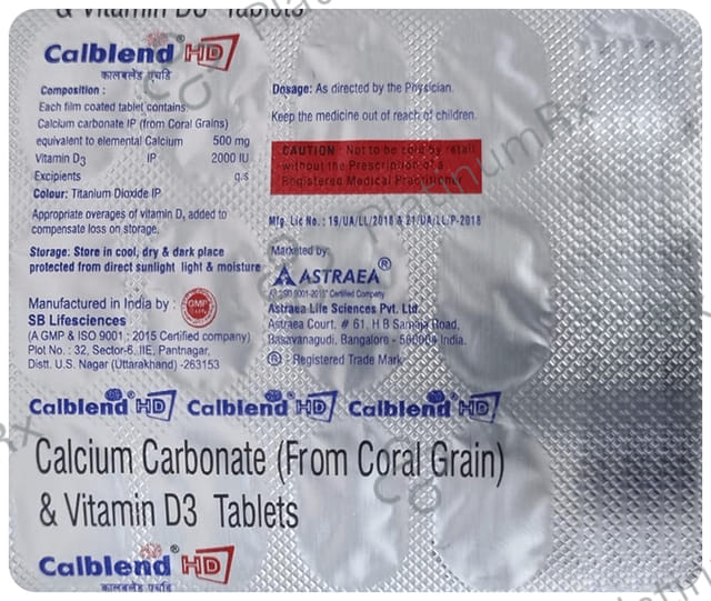 Calblend HD 500mg/2000IU Tablet 15s