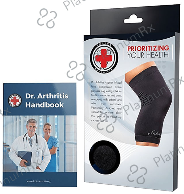 Dr. Arthritis Copper Infused Knee Brace/ Compression Sleeve/ Support & Doctor Written Handbook Single XXXL Black