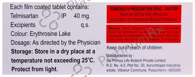 Telmiprime 40mg Tablet 10s