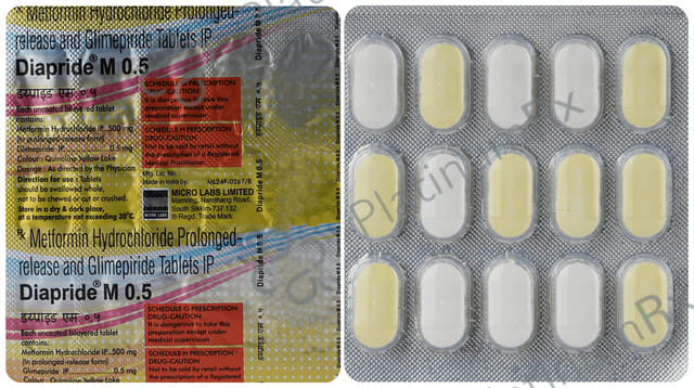 Diapride M 0.5/500mg Tablet PR 15s