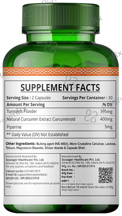 Simply Herbal Pure Turmeric Curcumin & Piperine Extract Capsule