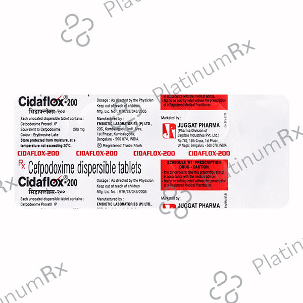 Cidaflox 200mg Tablet DT 10s
