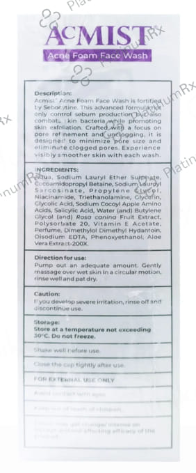 Acmist Acne Foam Face Wash 100ml