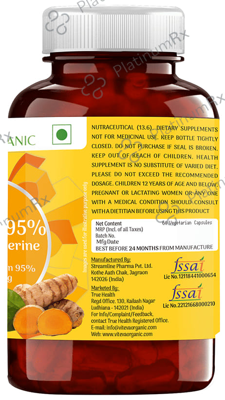 Viteva Organic Curcumin 95% + Piperine Veg Capsule