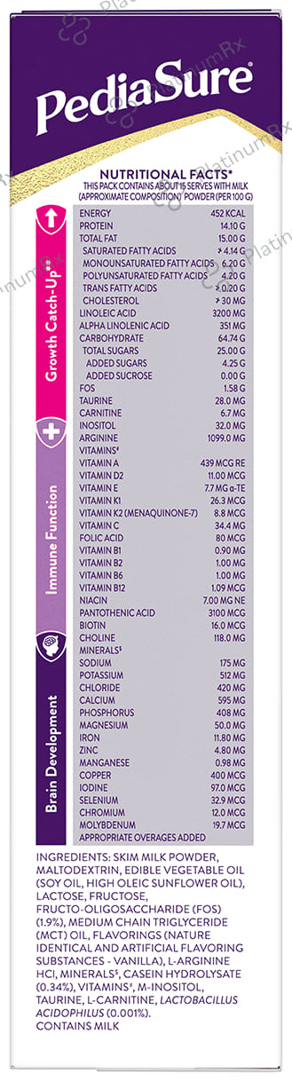 PediaSure Zero Sucrose Drink Kids Grow Vanilla Flavour Powder 400gm