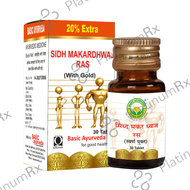 Basic Ayurveda Sidh Makardhwaj Ras with Gold Tablet