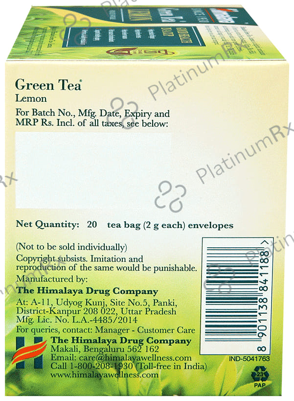 Himalaya Green Tea Sachet (2gm Each) Lemon 20 Sachets