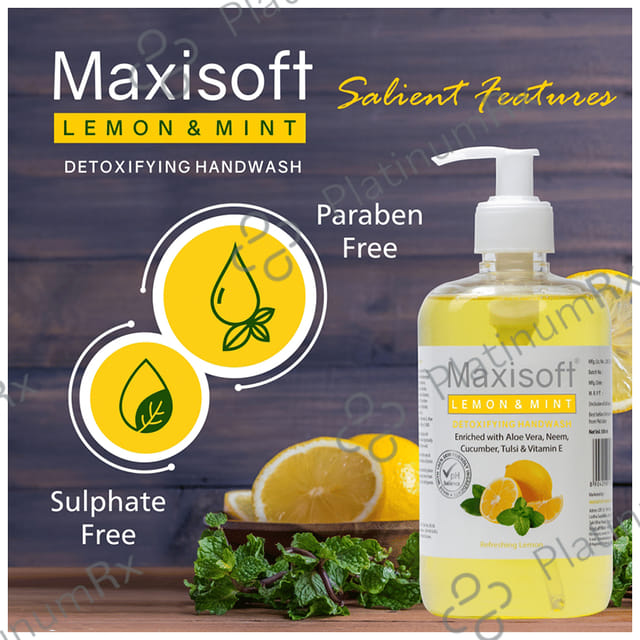 Maxisoft Lemon & Mint Detoxifying Hand Wash (500ml Each) 1 Bottle