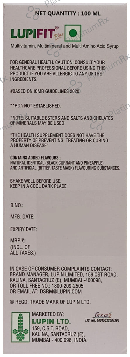 Lupifit Plus Syrup 100ml