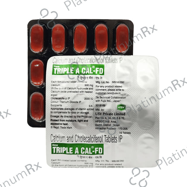 New Triple A Cal FD 500mg/200IU Tablet 15s