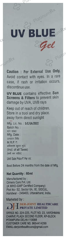 UV Blue SPF 50 Gel 60ml