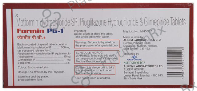 Formin PG 1/500/15mg Tablet SR 15s