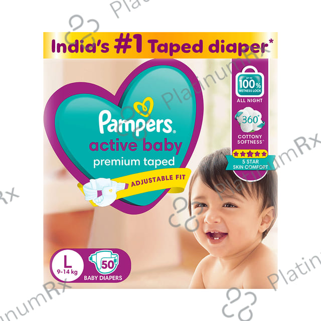Pampers Active Baby with Comfortable Fit - Size Diaper Large 50 diapers