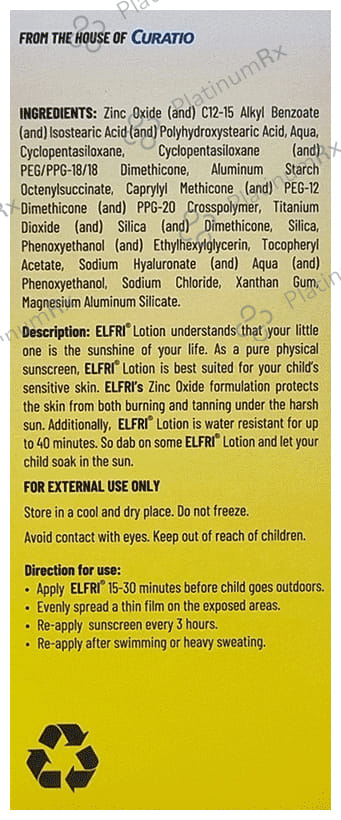 Elfri Kids Sunscreen SPF 30 Lotion 60gm