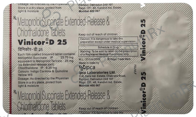 Vinicor D 6.25/25mg Tablet ER 10s