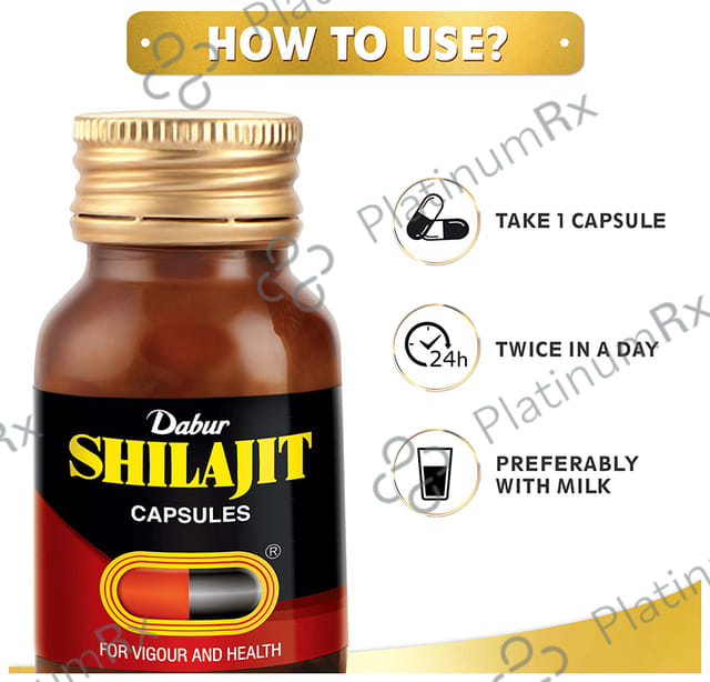 Dabur Shilajit Ayurvedic For Immunity, Vigour, Strength, Stamina & Power Capsule 100s