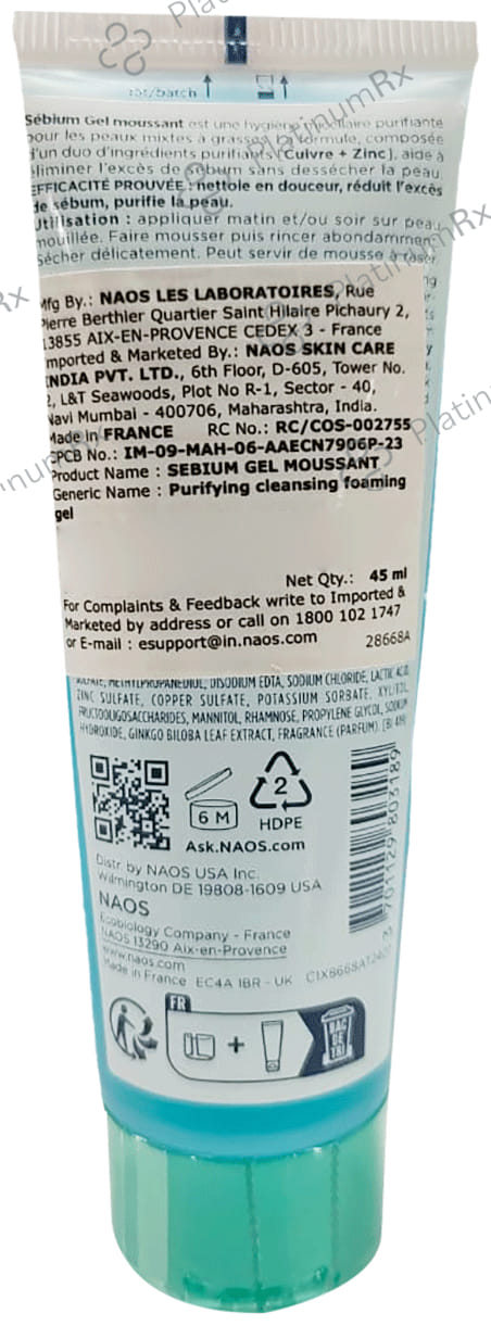 Bioderma Sebium Moussant Purifying Cleansing Foaming Gel 45ml