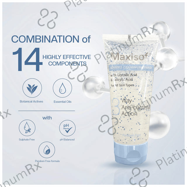 Maxisoft 3 Way Anti-Bacterial Action Advance Cleansing Face Wash (100ml Each) 2 Tubes