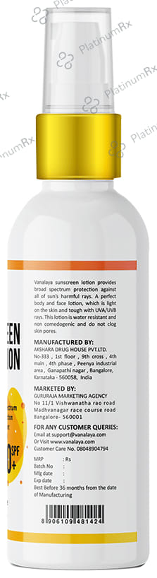 Vanalaya Sunscreen SPF 50+ Lotion 100ml