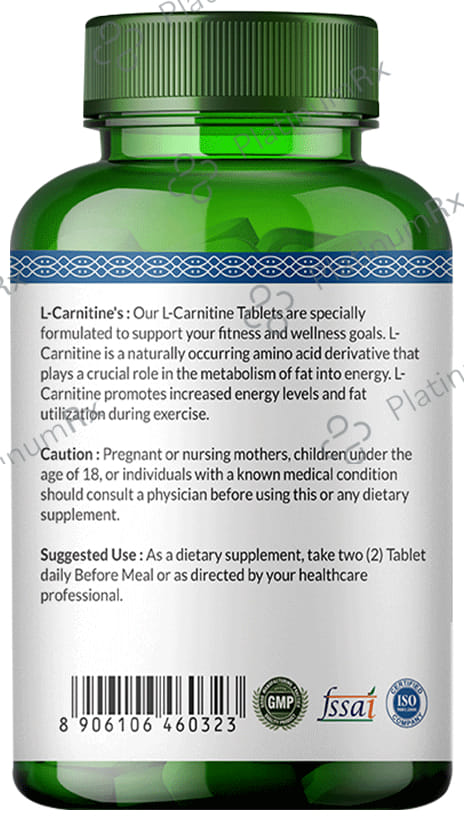 Simply Herbal L-Carnitine 500mg - Amino Acid for Endurance, Weight Management & Muscle Function - Tablet