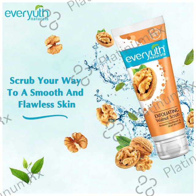 Everyuth Naturals Exfoliating Walnut for Blackheads & Dead Skin Cells - Paraben-Free - All Skin Types 50 gm