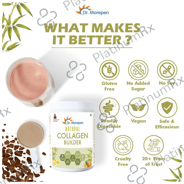 Dr. Morepen Natural Collagen Builder with Biotin & Vitamin C - For Skin, Hair, Nails - Flavour Chocolate