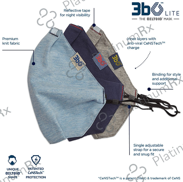 3bo Large Blue, Navy & Grey Deltoid Lite Face Mask with Knit Fabric