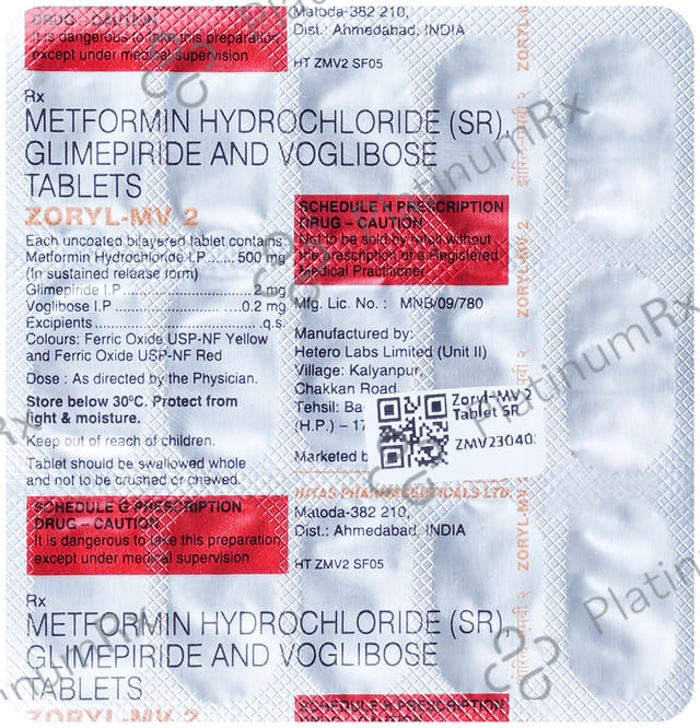 Zoryl MV 2/500/0.2mg Tablet SR 15s