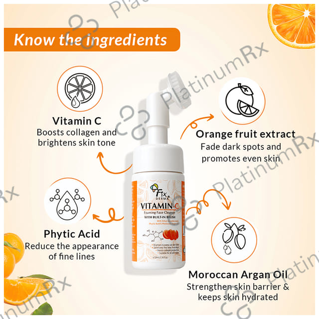 Fixderma Vitamin-C Foaming Face Cleanser with Built-in-Brush
