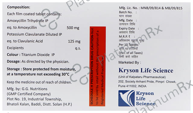 Moxikalp CV 625 500/125mg Tablet 10s