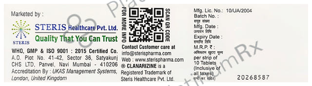 Clanarizine Dom 20/15mg Tablet 10s