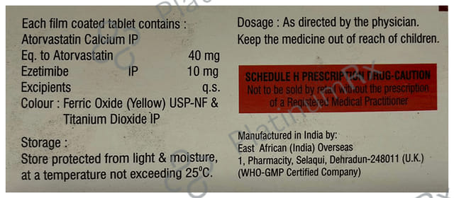 Atorva E 40/10mg Tablet 10s