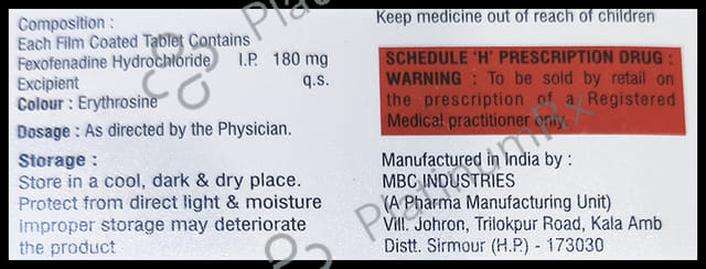 Fexopalm 180mg Tablet 10s