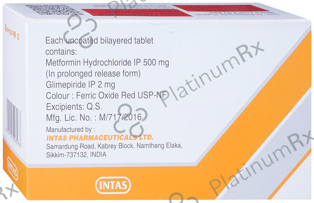 Zoryl M 2/500mg Tablet PR 20s