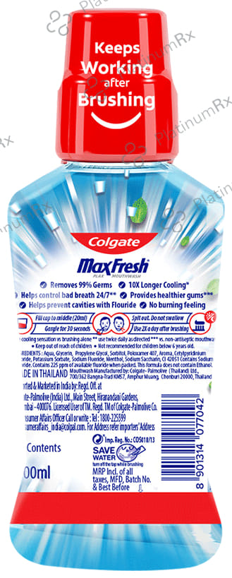 Colgate Peppermint MaxFresh Plax Antibacterial Mouth Wash 500 ml