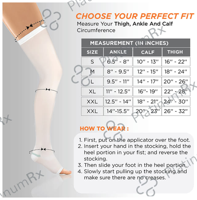 Vissco Anti-Embolism Stockings -Thigh Length-Open Toe to Improve Blood Circulation Small White