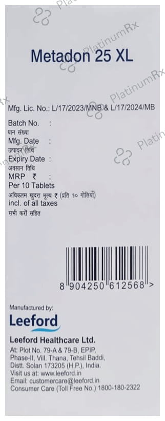 Metadon 25mg Tablet XL