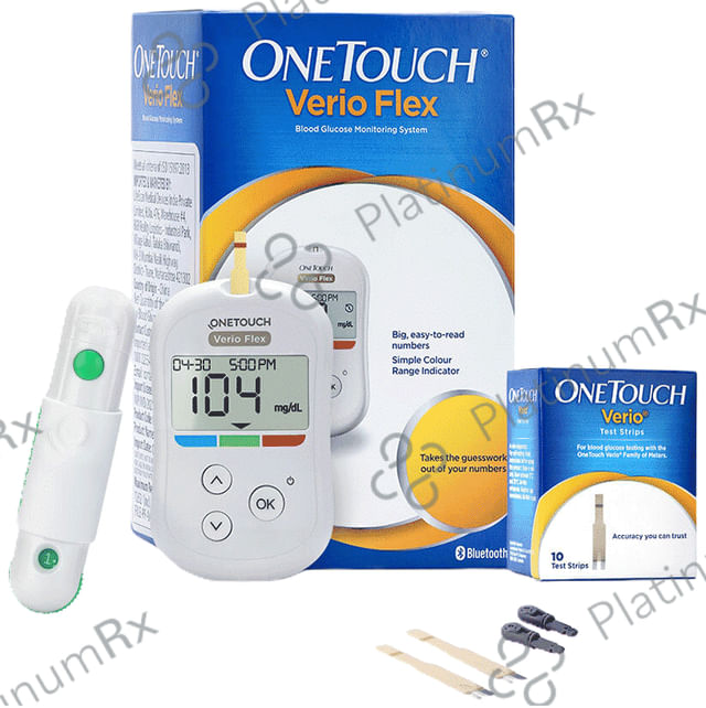 OneTouch Verio Flex Glucometer (10 Test Strips Free) 1s