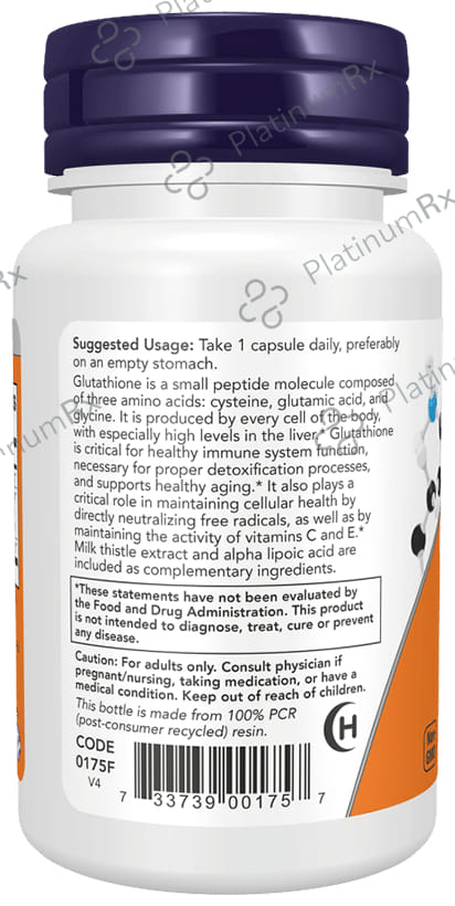 Now Glutathione 500mg Veg Capsules