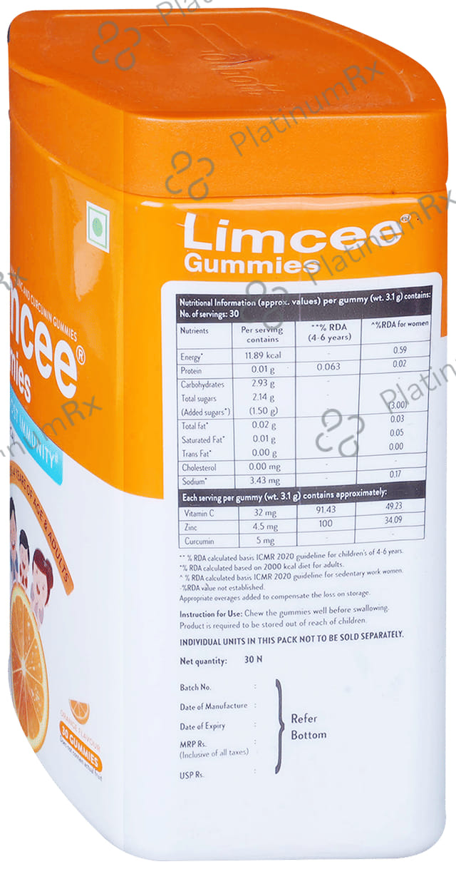 Limcee Gummies Gluten Free Orange